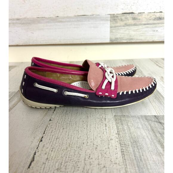Robert Zur Women’s 7 Pink Purple Lambskin Driving Loafers Moccasins Designer - Picture 6 of 8